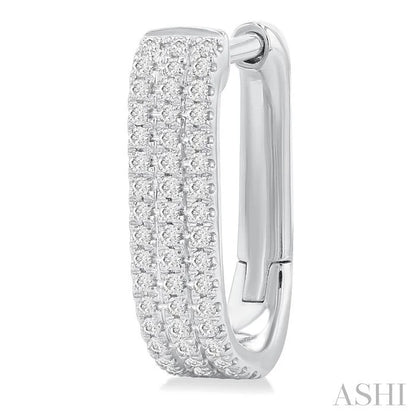 Three Row Diamond Hoop Earrings