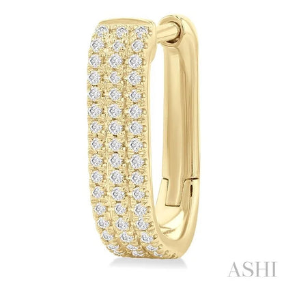 Three Row Diamond Hoop Earrings