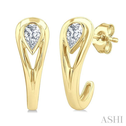 Pear Shape Diamond Half Hoop Fashion Earrings