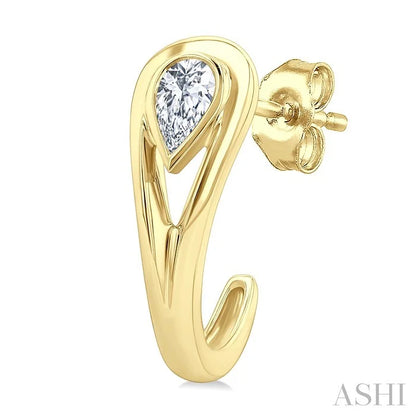 Pear Shape Diamond Half Hoop Fashion Earrings