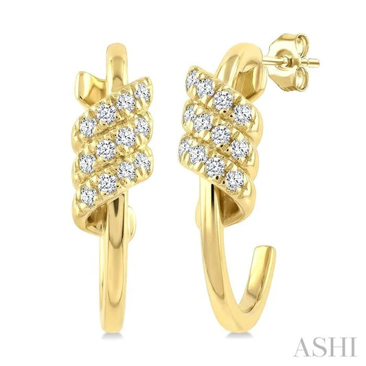 Twine Diamond Fashion Half Hoop Earrings