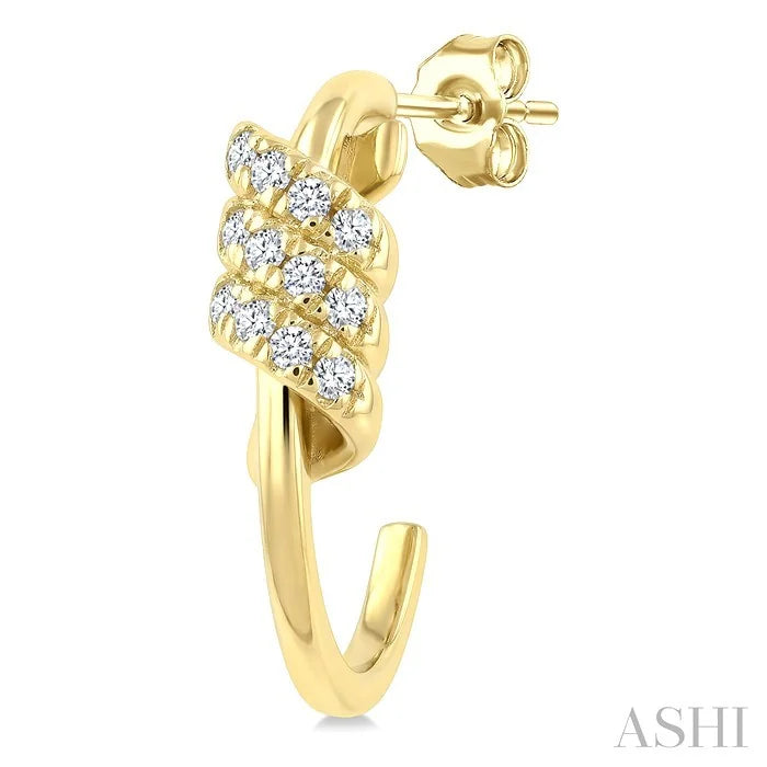 Twine Diamond Fashion Half Hoop Earrings