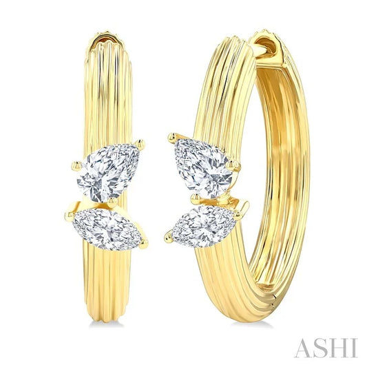 Ribbed Diamond Fashion Hoop Earrings