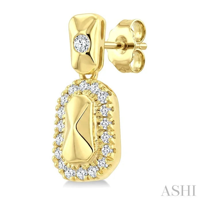 Golden Glow Emerald Shape Diamond Fashion Earrings