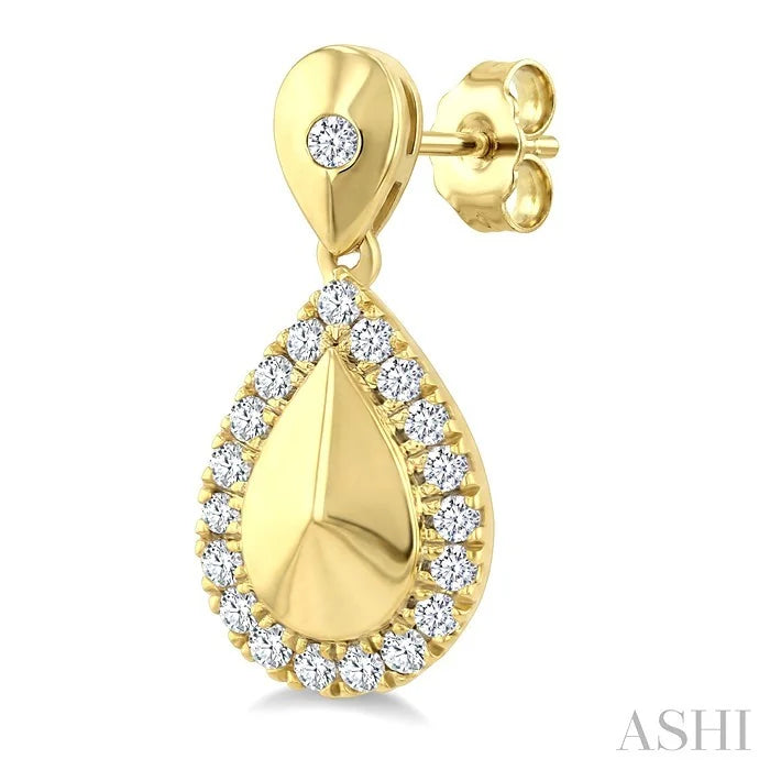 Golden Glow Pear Shape Diamond Fashion Earrings