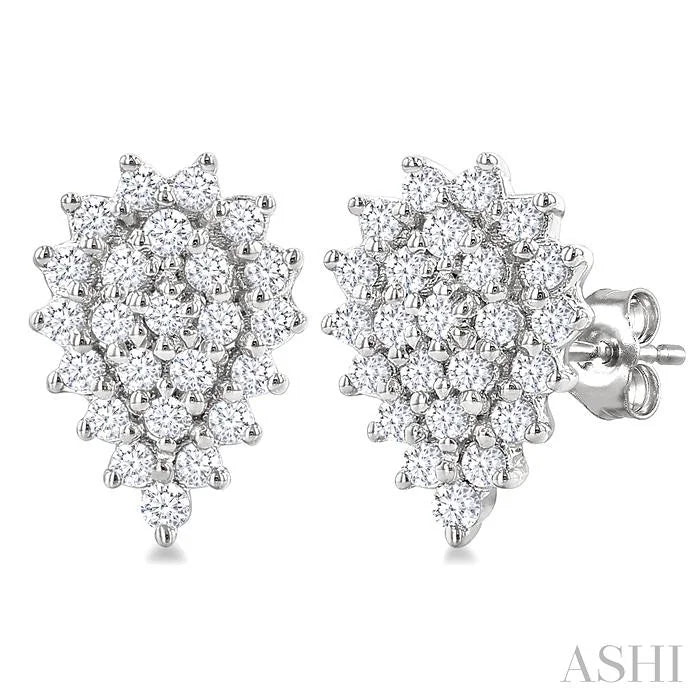 Pear Shape Petite Cluster Diamond Fashion Earrings