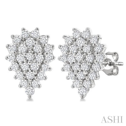 Pear Shape Petite Cluster Diamond Fashion Earrings