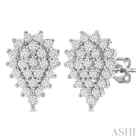 Pear Shape Petite Cluster Diamond Fashion Earrings