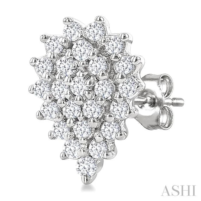 Pear Shape Petite Cluster Diamond Fashion Earrings