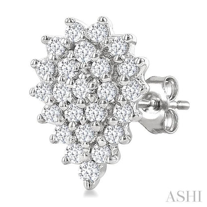 Pear Shape Petite Cluster Diamond Fashion Earrings