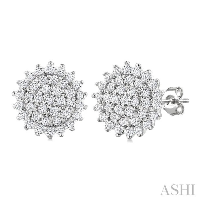 Round Shape Petite Cluster Diamond Fashion Earrings