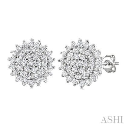 Round Shape Petite Cluster Diamond Fashion Earrings