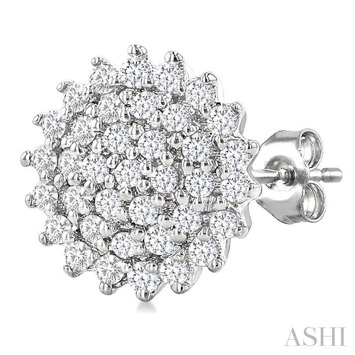Round Shape Petite Cluster Diamond Fashion Earrings