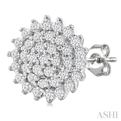 Round Shape Petite Cluster Diamond Fashion Earrings