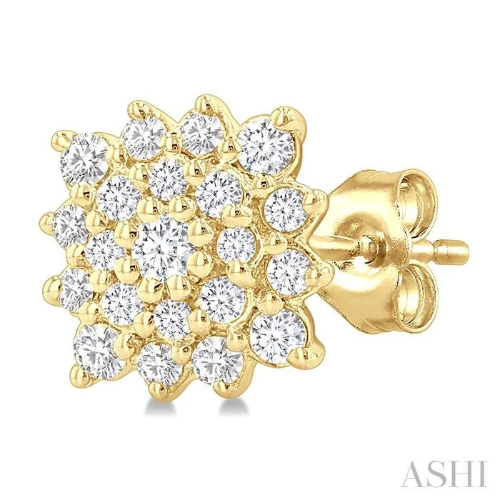 Cushion Shape Petite Cluster Diamond Fashion Earrings