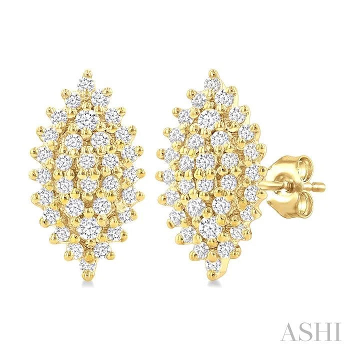 Marquise Shape Petite Cluster Diamond Fashion Earrings