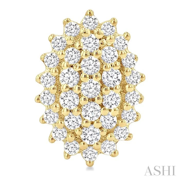 Oval Shape Petite Cluster Diamond Fashion Earrings