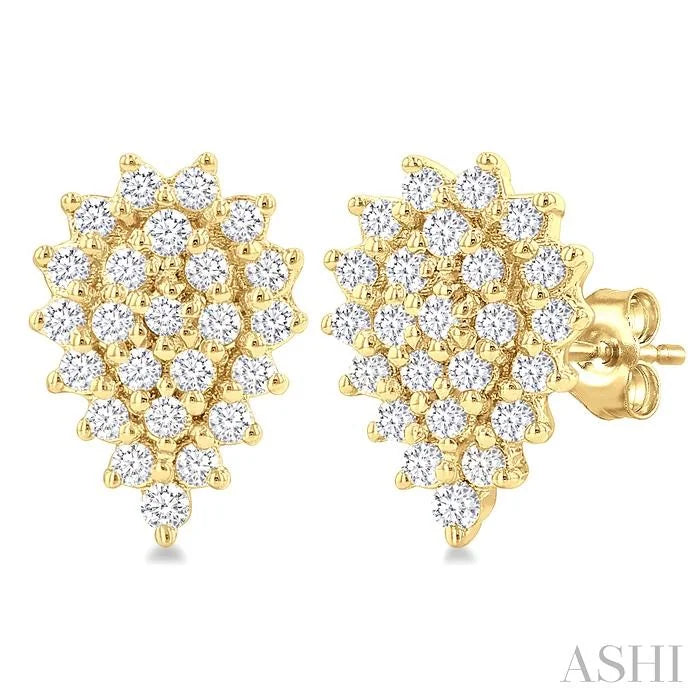 Pear Shape Petite Cluster Diamond Fashion Earrings