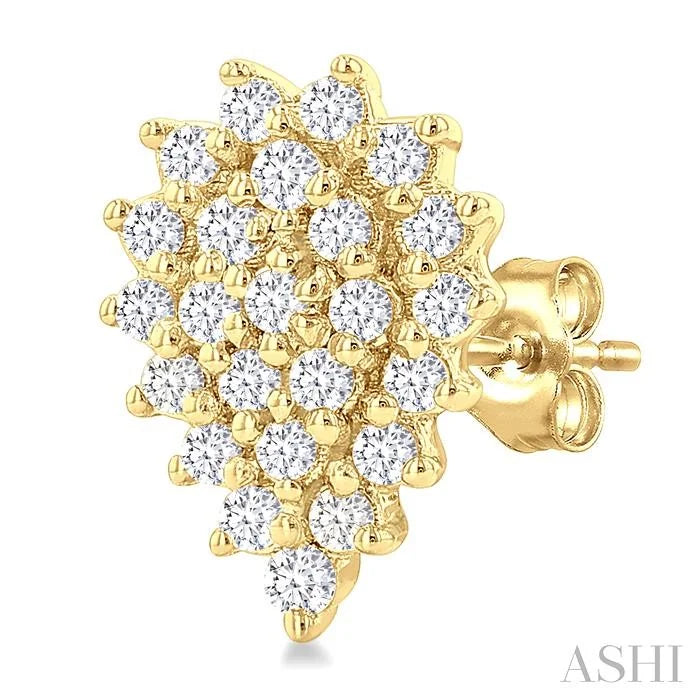 Pear Shape Petite Cluster Diamond Fashion Earrings
