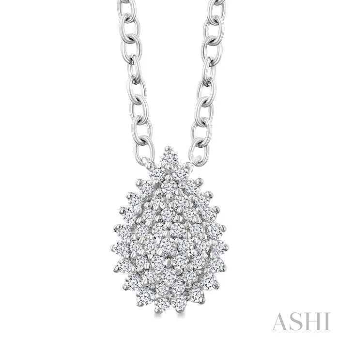 Pear Shape Petite Cluster Diamond Fashion Pendant