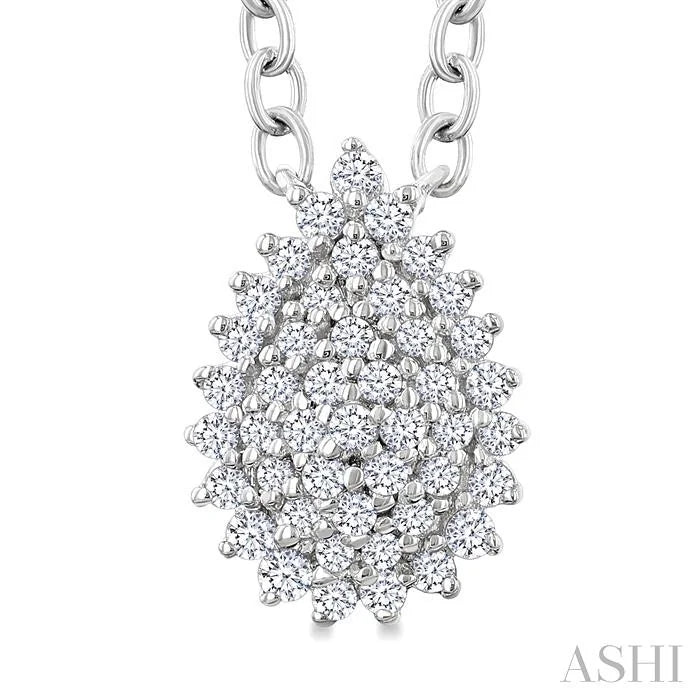 Pear Shape Petite Cluster Diamond Fashion Pendant