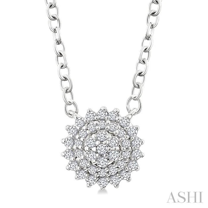 Round Shape Petite Cluster Diamond Fashion Pendant