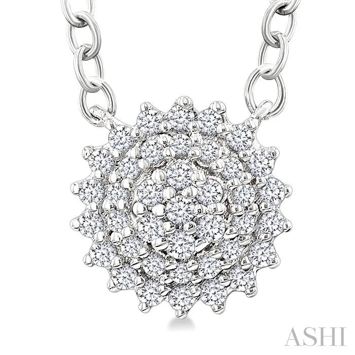 Round Shape Petite Cluster Diamond Fashion Pendant