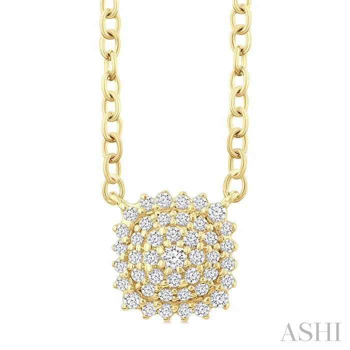 Cushion Shape Petite Cluster Diamond Fashion Pendant