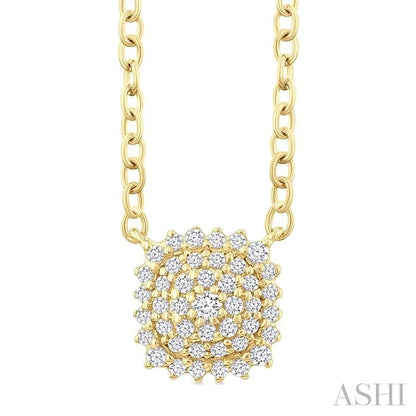 Cushion Shape Petite Cluster Diamond Fashion Pendant