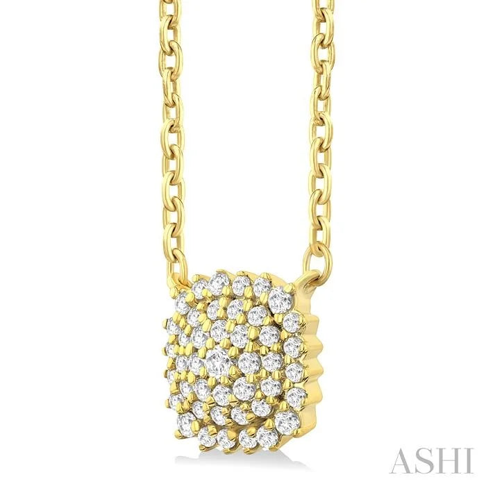 Cushion Shape Petite Cluster Diamond Fashion Pendant
