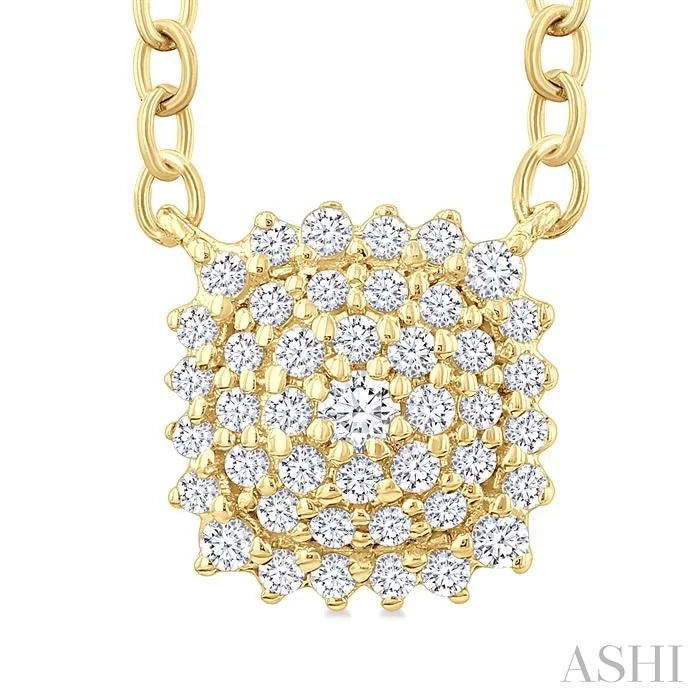 Cushion Shape Petite Cluster Diamond Fashion Pendant