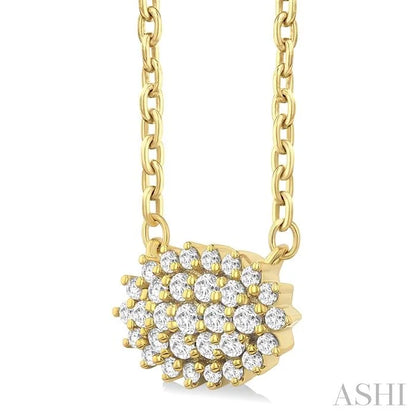 Oval Shape East-West Petite Cluster Diamond Fashion Pendant