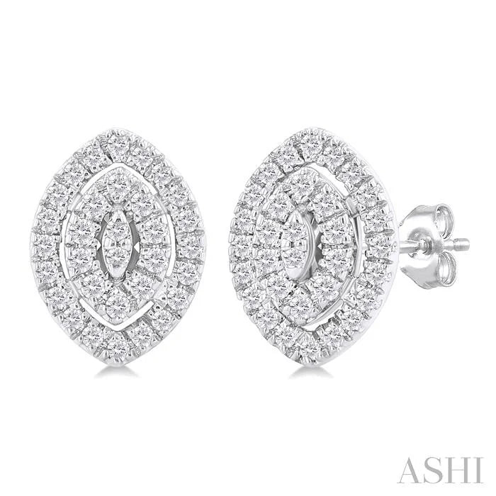 Marquise Shape Petite Halo Diamond Fashion Earrings