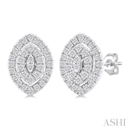 Marquise Shape Petite Halo Diamond Fashion Earrings