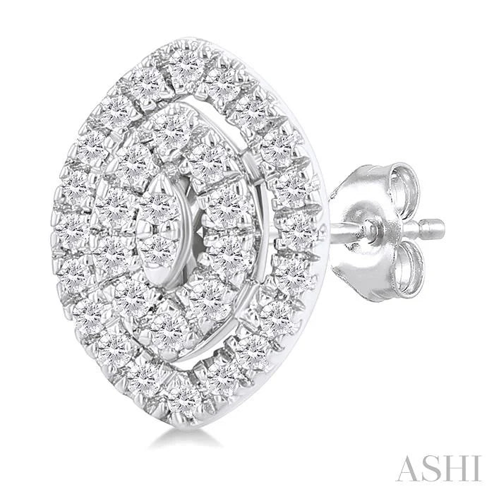Marquise Shape Petite Halo Diamond Fashion Earrings