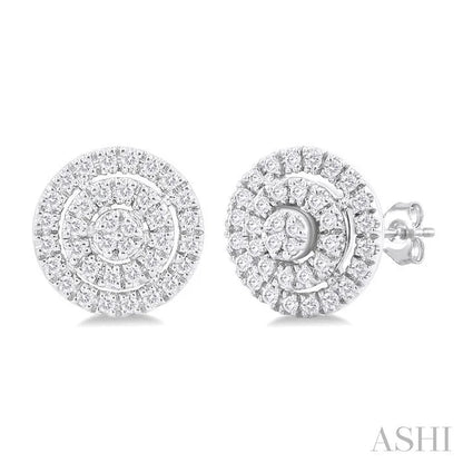 Round Shape Petite Halo Diamond Fashion Earrings