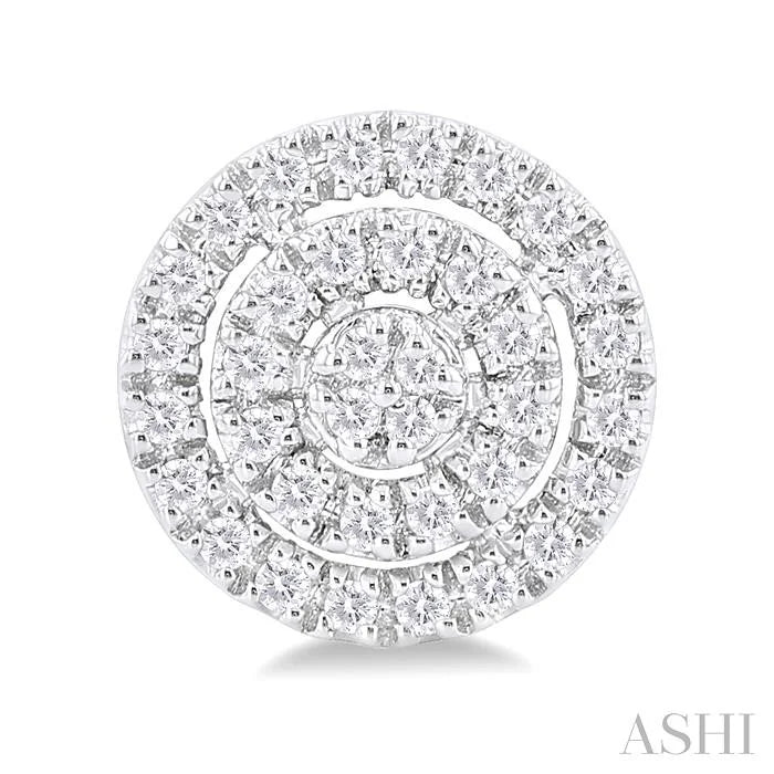Round Shape Petite Halo Diamond Fashion Earrings