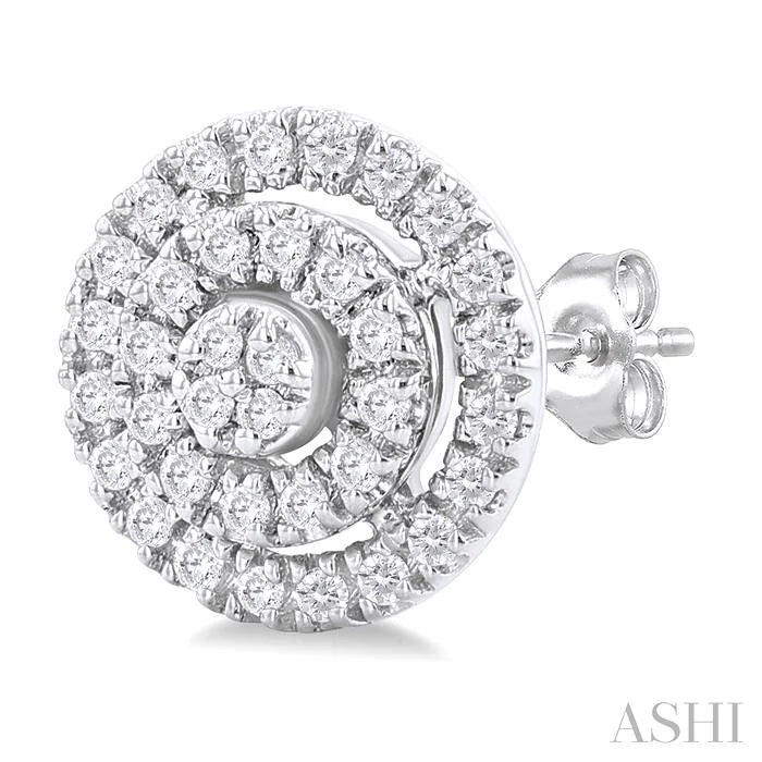 Round Shape Petite Halo Diamond Fashion Earrings