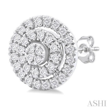 Round Shape Petite Halo Diamond Fashion Earrings