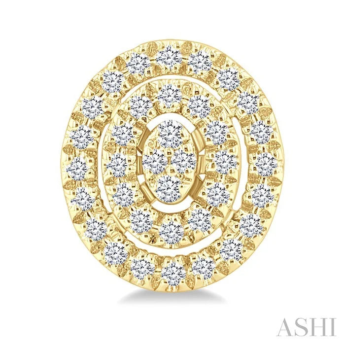 Oval Shape Petite Halo Diamond Fashion Earrings