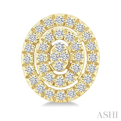 Oval Shape Petite Halo Diamond Fashion Earrings