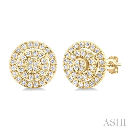 Round Shape Petite Halo Diamond Fashion Earrings