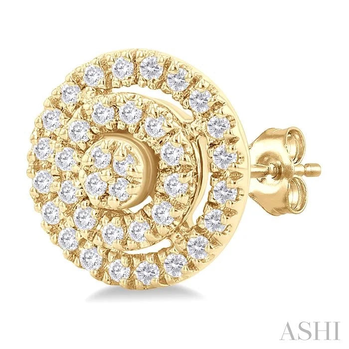 Round Shape Petite Halo Diamond Fashion Earrings