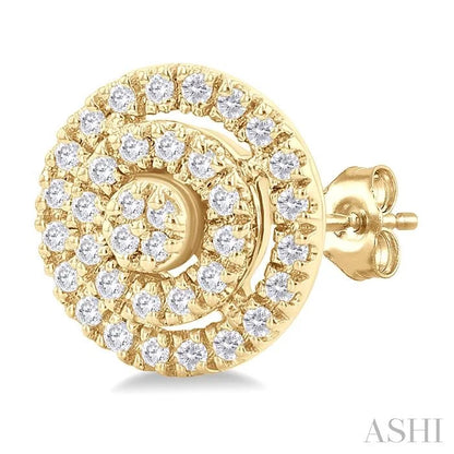 Round Shape Petite Halo Diamond Fashion Earrings