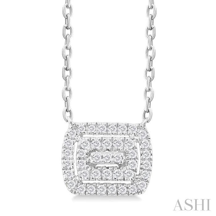 Emerald Shape Petite Halo Diamond Fashion Pendant