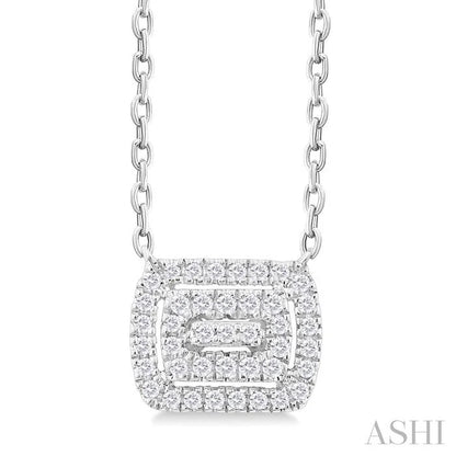 Emerald Shape Petite Halo Diamond Fashion Pendant