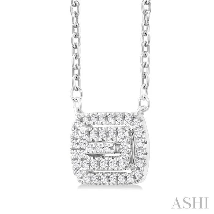 Emerald Shape Petite Halo Diamond Fashion Pendant