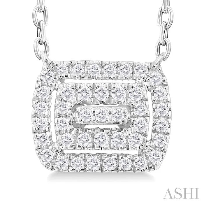 Emerald Shape Petite Halo Diamond Fashion Pendant
