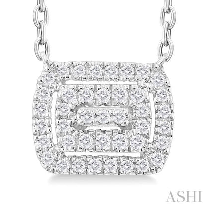 Emerald Shape Petite Halo Diamond Fashion Pendant
