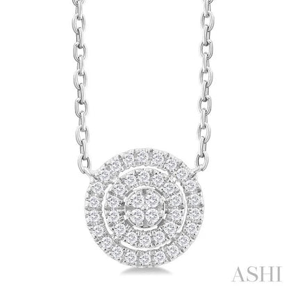 Round Shape Petite Halo Diamond Fashion Pendant